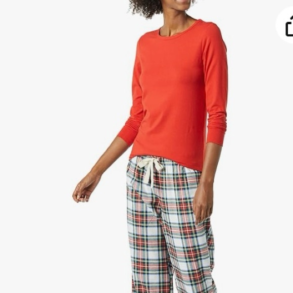 Amazon Essentials Women’s XXL 2pc Pajama  Set Flannel Pant Long Sleeve T-Shirt - Picture 1 of 7